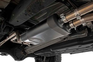 Toyota Tundra Performance Exhaust - Rear + Side Exit - Rough Country - Dual Cat-Back with Stainless Tips - Black - '09-'21
